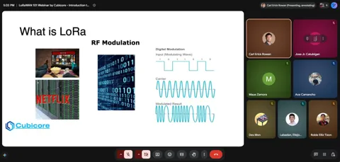 Cubicore LoRaWAN 101 webinar explaining LoRa and RF modulation to online participants