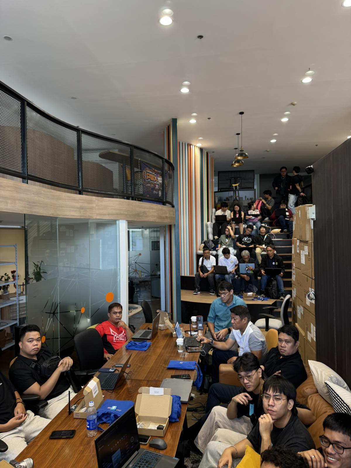 Bootcamp attendees with laptops working through the hands-on LoRaWAN exercises
