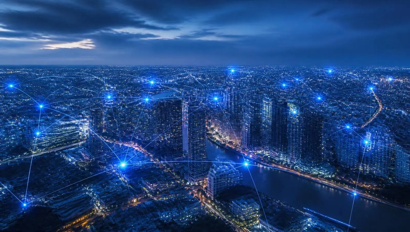 Connected city skyline representing a nationwide IoT sensor network